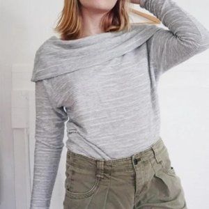 ANTHROPOLOGIE Dolan Texture Stripe Gray Sweater Size XS